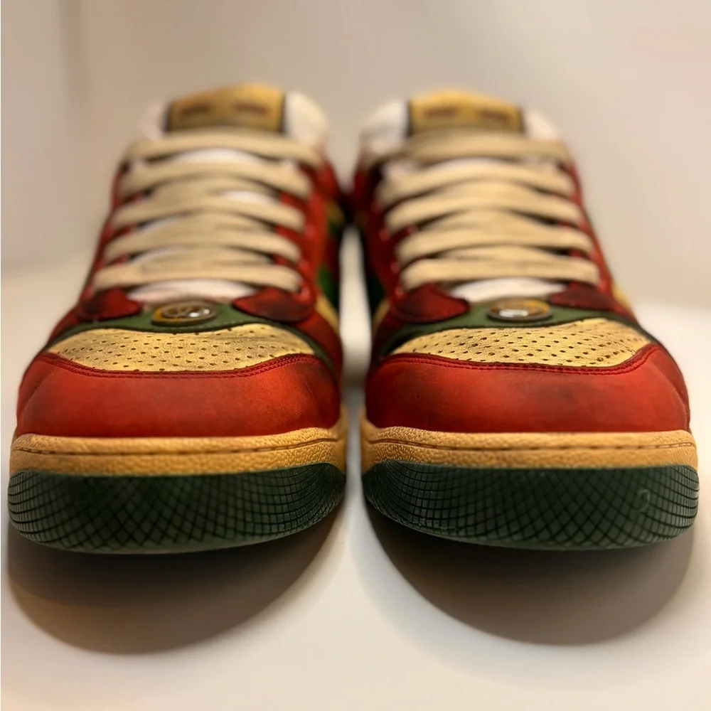 Gucci Red and Green screeners Leather Sneakers